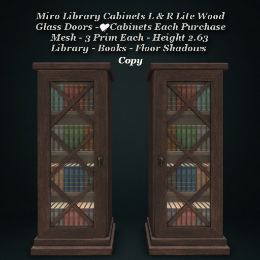 Miro Library Cabinet w Glass Door L & R Lite