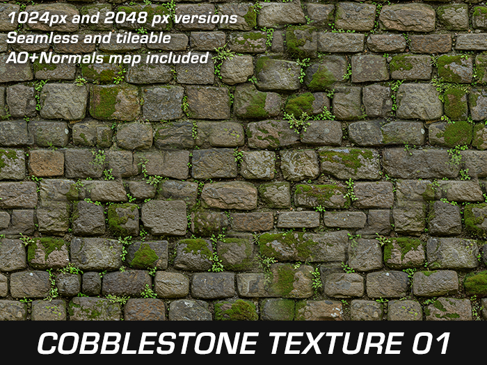 Cobblestone Texture 01 (2048px inc., Seamless, Full perm.)