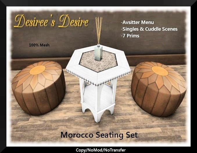::::Desiree's Desire::::  Morocco Seating Set (Boxed)