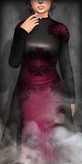 TheMuses - Scrolled Gown - Burgundy