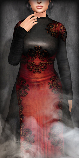 TheMuses - Scrolled Gown - Crimson