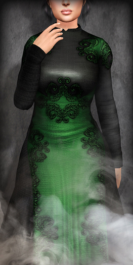 TheMuses - Scrolled Gown - Emerald