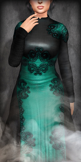 TheMuses - Scrolled Gown - Turquoise