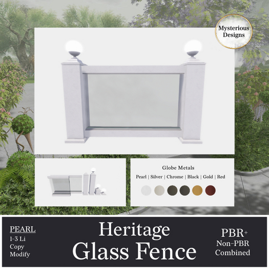  Mysterious Designs - Heritage Glass Fence - PEARL