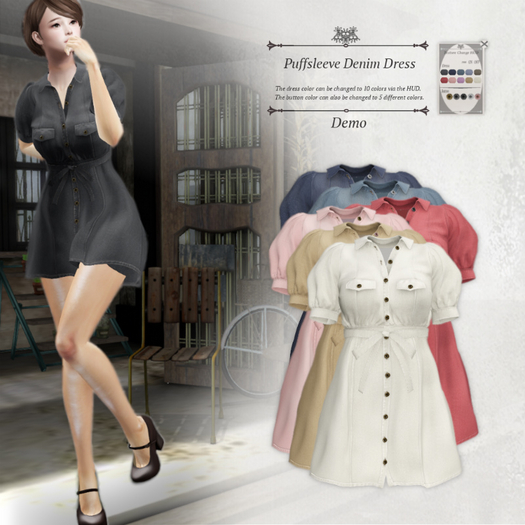 S@BBiA::Puffsleeve Denim Dress (Demo)