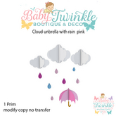 ZLD cloud unbrella with rain  pink