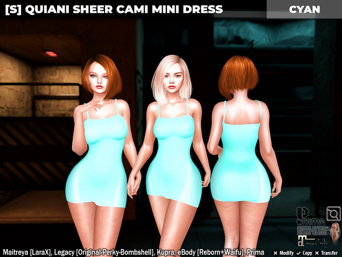 [S] Quiani Sheer Cami Mini Dress Cyan