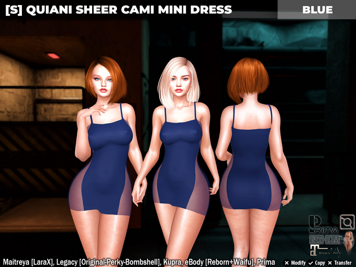 [S] Quiani Sheer Cami Mini Dress Blue