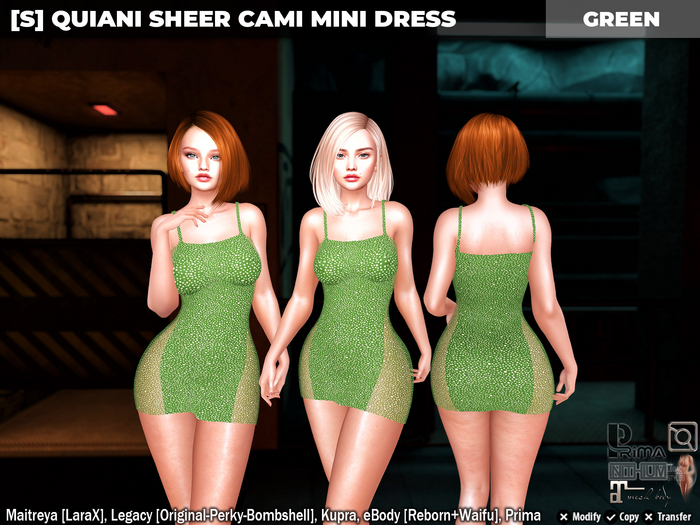 [S] Quiani Sheer Cami Mini Dress Green