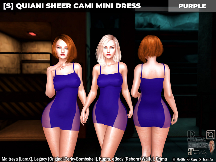 [S] Quiani Sheer Cami Mini Dress Purple