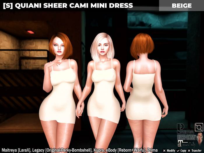 [S] Quiani Sheer Cami Mini Dress Beige