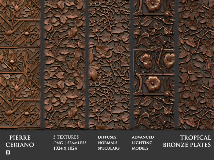 Tropical bronze plates - 5 FULL PERM Textures