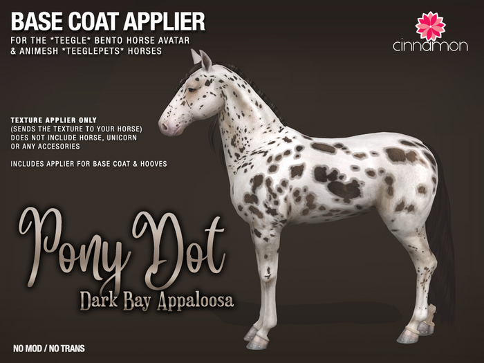 *CINNAMON* Teegle base coat_ PonyDot Dark Bay Appy