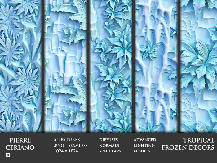 Tropical frozen decors - 5 FULL PERM Textures