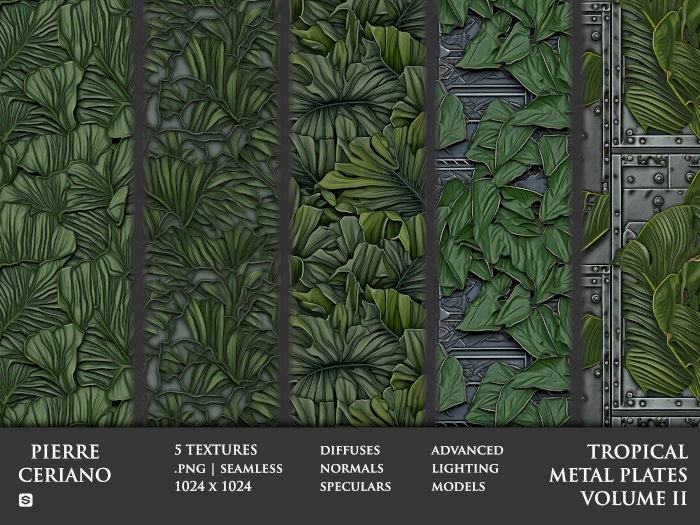 Tropical metal plates II - 5 FULL PERM Textures