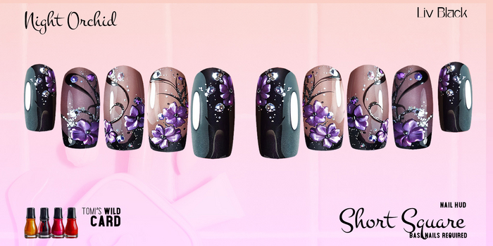 Nail HUD - Short Square -  Night Orchid