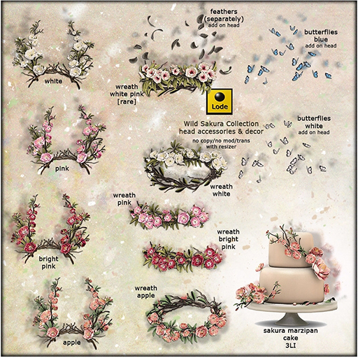 *LODE* Head Accessory - Wild Sakura Butterflies [white]