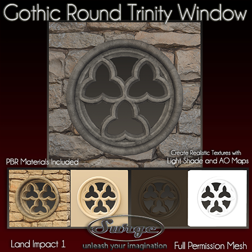 Gothic Round Trinity Window - Original Full Permission Mesh