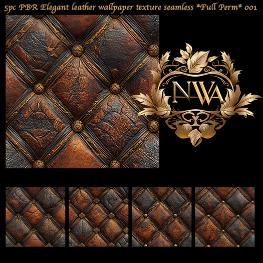 Second Life Marketplace - 5pc PBR Elegant leather wallpaper texture ...