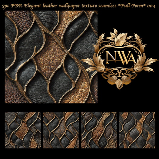Leather Inlay Texture Second Life Marketplace - 5pc PBR Elegant leather wallpaper texture ...