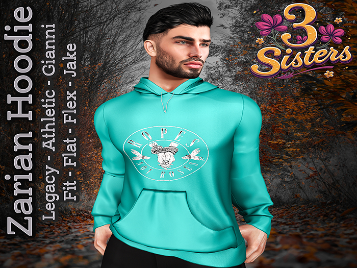 3 Sisters - Zarian Hoodie (Ropes Roses) on Turquoise