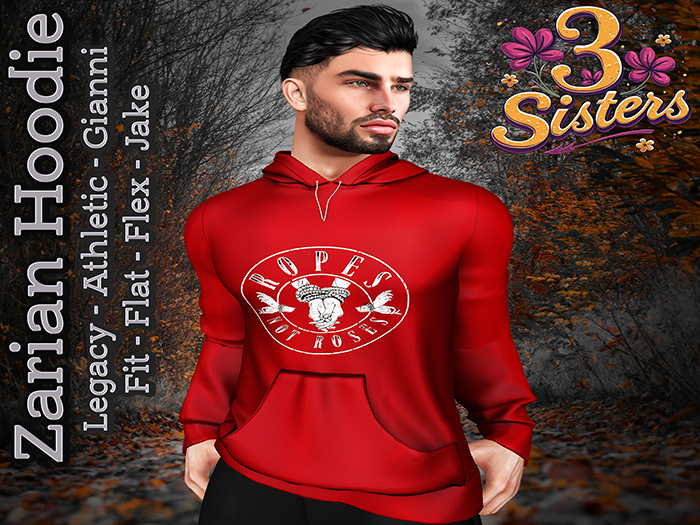 3 Sisters - Zarian Hoodie (Ropes Roses) on red