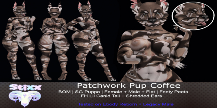 Stixx - Patchwork Pup COFFEE FURRY MOD