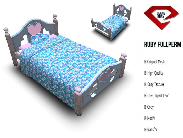 288 -  [Ruby Full Perm] Heart Kids bed