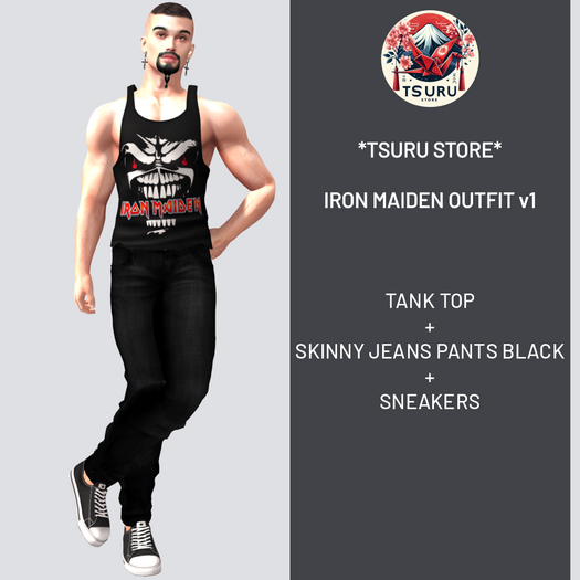 *TS* Male Tank Top Iron Maiden v1 Complete Outfit - Tank Top + Skinny Pants + Sneakers