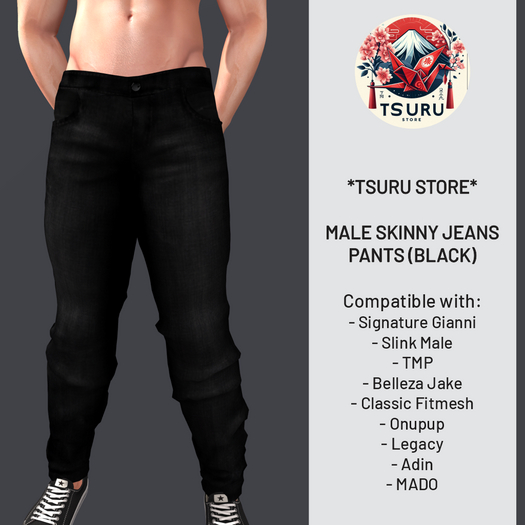 *TS* Male Skinny Jeans Pants - Black
