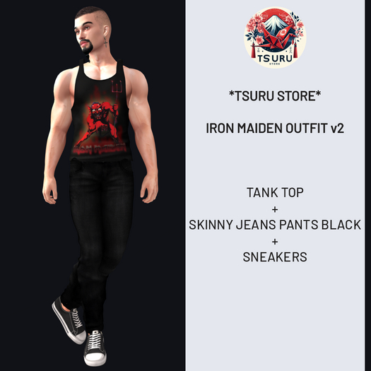 *TS* Male Tank Top Iron Maiden v2 Complete Outfit - Tank Top + Skinny Pants + Sneakers