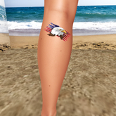 Tasteful Tattoo Eagle & Flag Calf Left