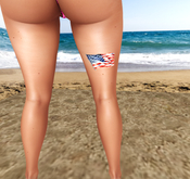 Tasteful Tattoo Waving Flag Thigh Back Right