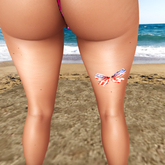 Tasteful Tattoo Flag Bow Thigh Back Right