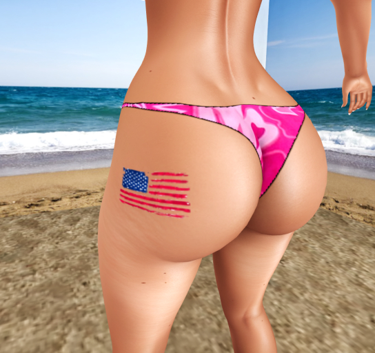 Tasteful Tattoo Ragged Flag Butt Left