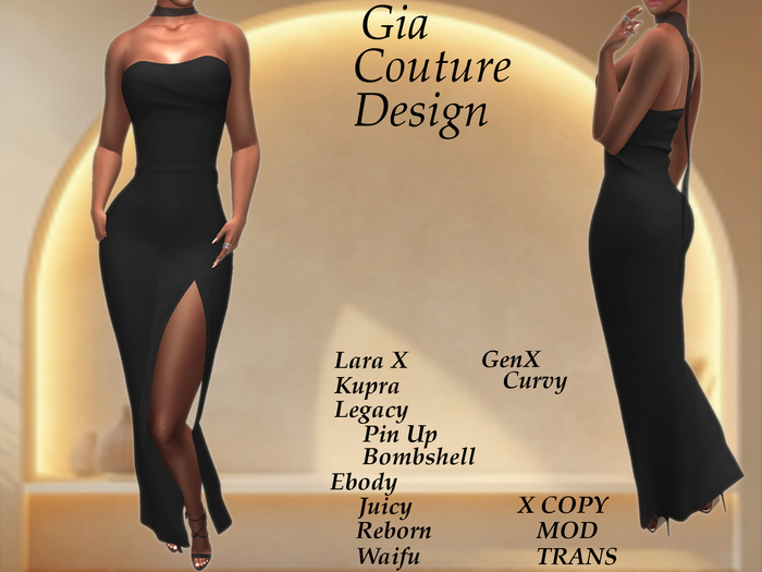 "GCD" Gwen Gown and Scarf Black