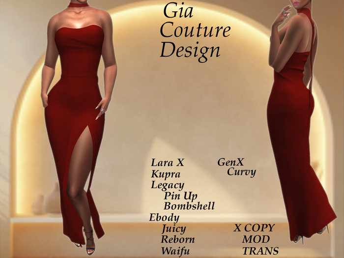 "GCD" Gwen Gown and Scarf Red