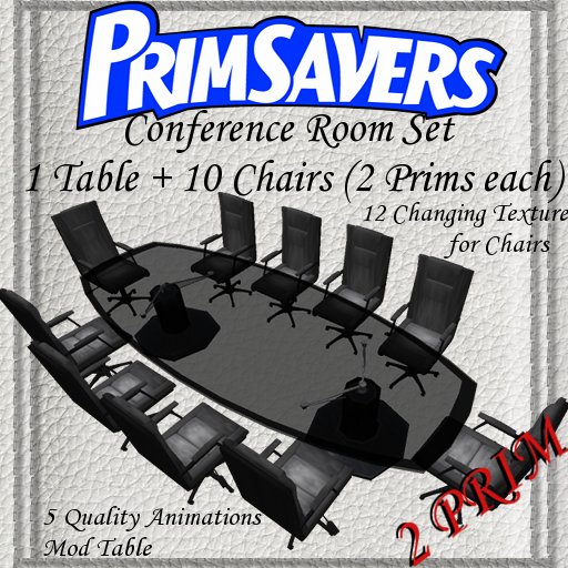 PrimSavers - 2 Prim Modern Conference Room - 12 Changing Textures