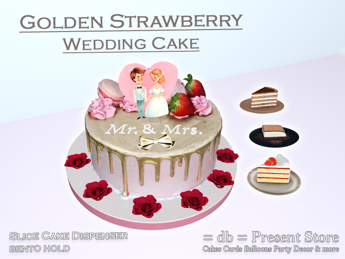 ::db:: Golden Strawberry Wedding Cake - Slice Cake Dispenser