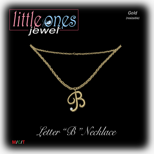 Second Life Marketplace LOJ Letter B Necklace Gold