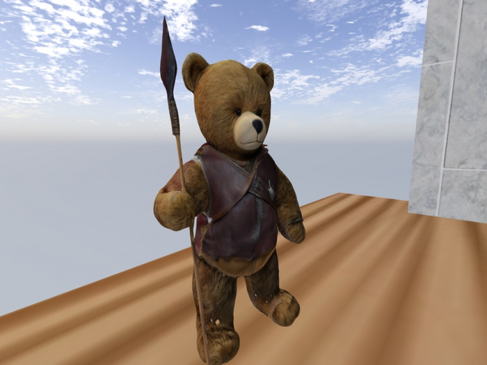 Free Warrior Teddy Bear with a spear statue