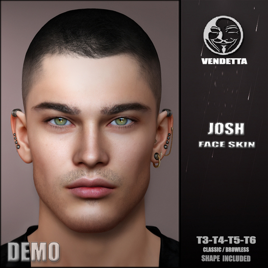 Second Life Marketplace - [ VENDETTA DEMO ] - JOSH SKIN EVOX