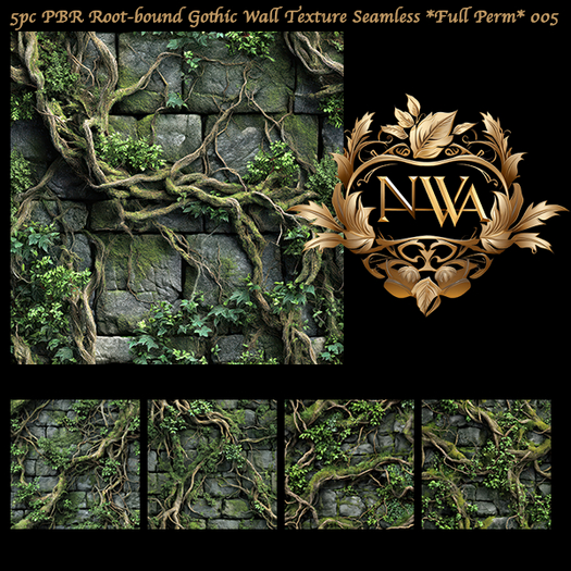 Second Life Marketplace - 5pc PBR Root-bound Gothic Wall Texture ...