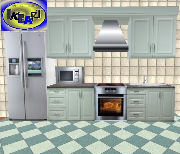 Full kitchen, green.