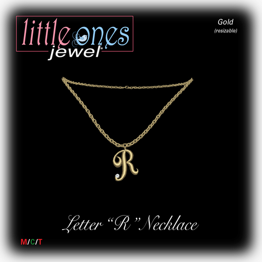 Little Ones Couture: Letter R Necklace - Gold