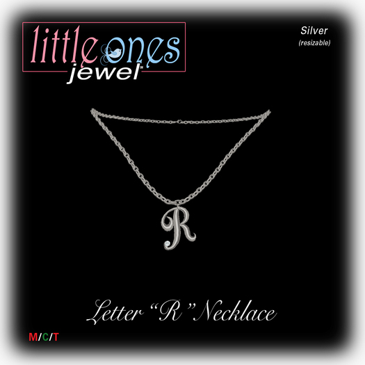 Little Ones Couture: Letter R Necklace - Silver