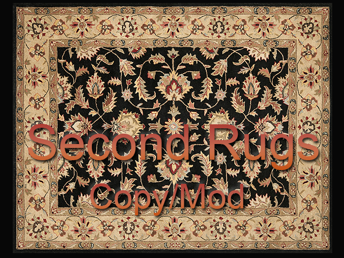RP - Gold Floral Black Inset Rug