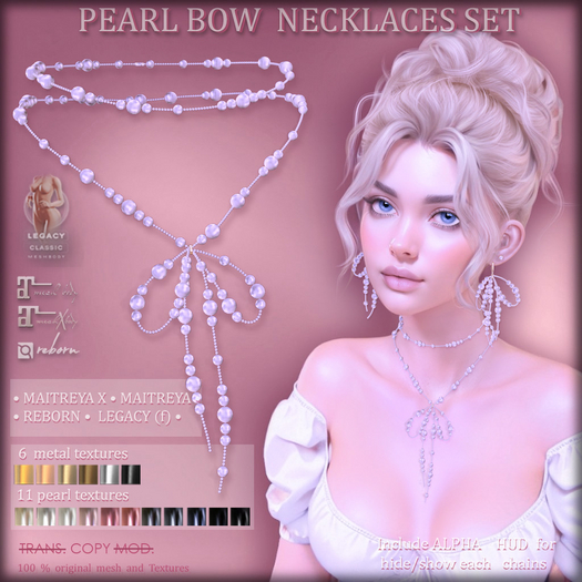 *AvaWay* PEARL BOW Necklaces Set