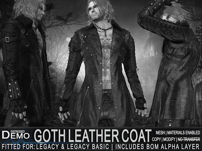 Second Life Marketplace - DEMO - ZED 6x Legacy Distressed Goth Leather ...