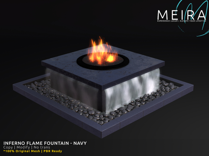 Meira Inferno Flame Fountain - Navy